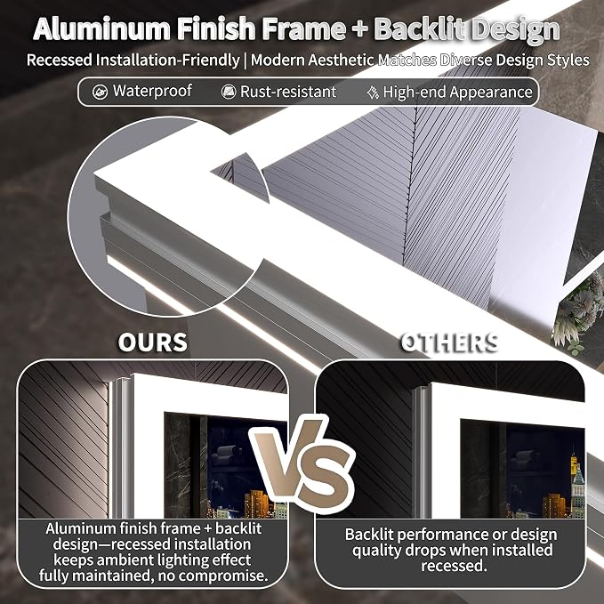 20 X 70 Full Body Lighted Medicine Cabinet with Mirror with Dimmable Front&Backlit, Outlets, Sensor Light, 5 Adjustable Shelves, Surface/Recessed Mounted Aluminum LED Medicine Cabinet for Bathroom