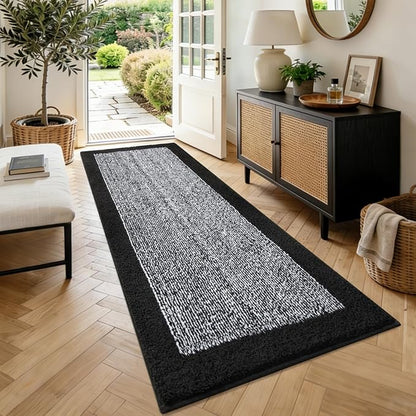 70x24 Long Bathroom Rugs Washable Non Slip, Black Bath Mat for Bathroom Floor Tub, Soft Absorbent Quick Dry Mats for Shower, Bathtub,Home Decor