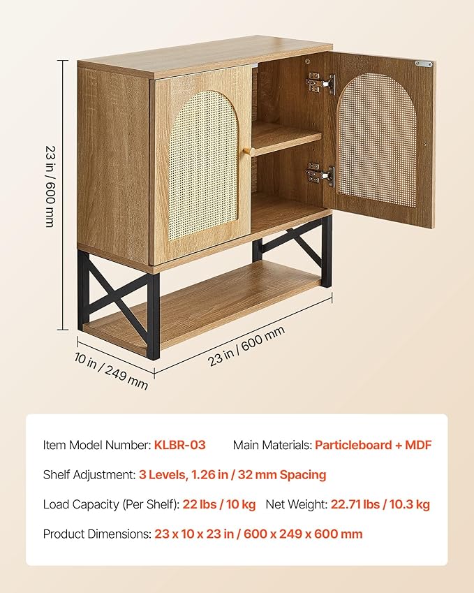 VEVOR Bathroom Wall Cabinet, 23" W x 24" H with 2 Doors and Adjustable Shelf, Over The Toilet Storage Medicine Cabinet Wall Mounted, Hanging Organizer with Shelves & Open Partition