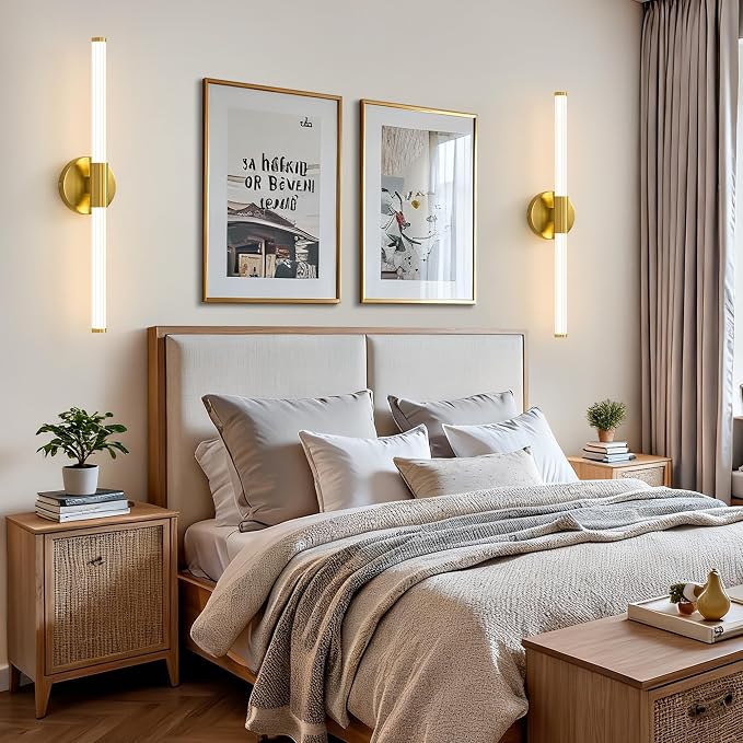 LED Bathroom Light Fixtures Gold Vanity Lights Modern 24" | 360° Bright Bathroom Light, Dimmable Vanity Light, Hardwired Wall Sconce 3000K Warm White for Mirror