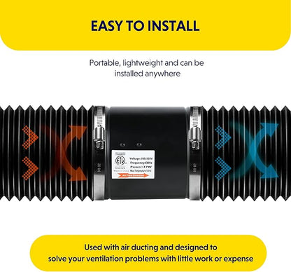 iPower 6 Inch Inline Booster Duct Fan with Speed Controller, 275 CFM Exhaust Fan HVAC, Duct Blower for Bathroom, Kitchen, Basement, Attic and Grow Tent