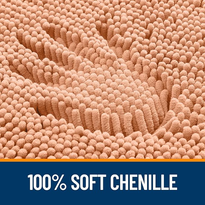 OLANLY Large Bathroom Rugs 47x32, Extra Soft Absorbent Chenille Bath Rugs | Peach, Quick-Drying Rubber Backing, Machine Washable Bath Mat for Bathroom Floor, Tub and Shower, Home Decor Accessories