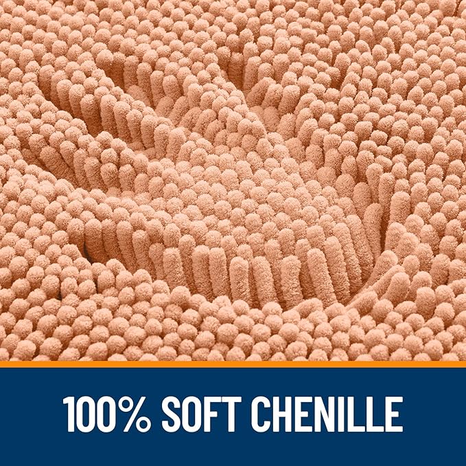 OLANLY Large Bathroom Rugs 59x35, Extra Soft Absorbent Chenille Bath Rugs | Peach, Quick-Drying Rubber Backing, Machine Washable Bath Mat for Bathroom Floor, Tub and Shower, Home Decor Accessories