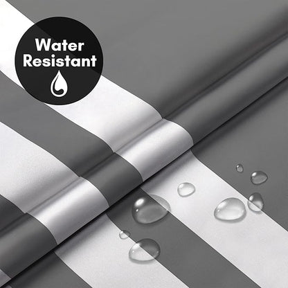 Americanflat 72x75 Hookless Shower Curtain - Water-Resistant Striped Shower Curtain with Sheer Panel, Snap-in Liner, and Durable Grommets - 100% Polyester - Grey and White
