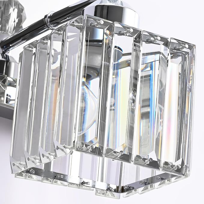 PRESDE 5-Light Crystal Bathroom Vanity Light, Chrom ModernBathroom Lights Fixtures Over Mirror Wall Lamp for Bathroom Bedroom Hallway