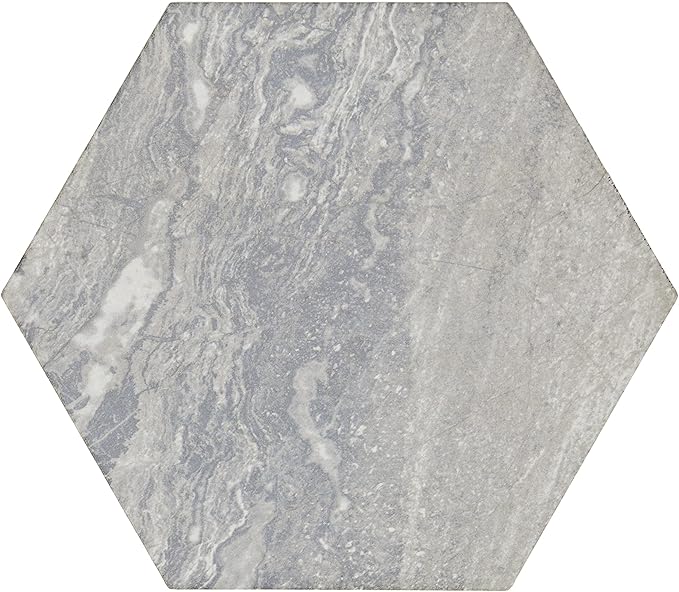 Daltile Perpetuo 8" Hexagon Marble Look Porcelain Floor Tile in Matte Eternal Grey for Kitchen, Bathroom, Living Room Floors | (25 PC Per Carton) (9.37 SQFT Per Carton)
