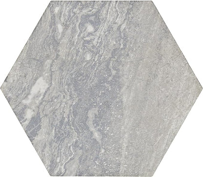 Daltile Perpetuo 8" Hexagon Marble Look Porcelain Floor Tile in Matte Eternal Grey for Kitchen, Bathroom, Living Room Floors | (25 PC Per Carton) (9.37 SQFT Per Carton)
