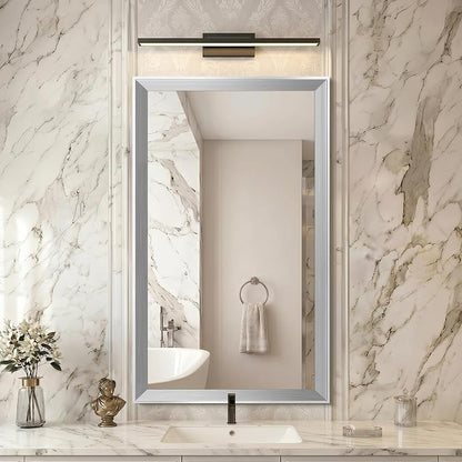 DESBING 24"x40" Silver Bathroom Mirrors for Over Sink | Tempered Glass, Metal Frame, Rectangle Vanity Wall Mirror for Bathroom, Living Room, Bedroom, Horizontally or Vertically