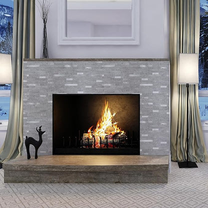 StyloVue 20 Sheets Peel and Stick Backsplash for Kitchen, Slate Gray with Metal Silver Look Stick on Tile Upgrade Your Kitchen Backsplash, RV, Fireplace