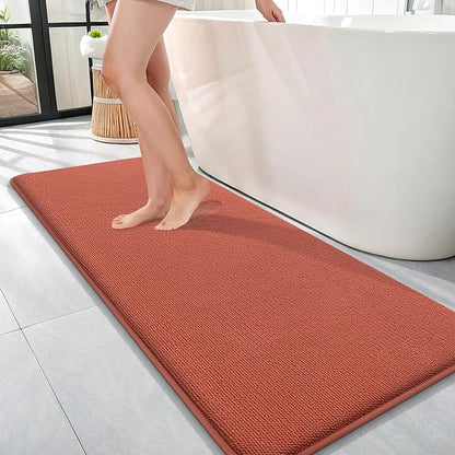 OLANLY Memory Foam Bathroom Runner Rugs 47x17, Long Mats, Rustic Terracotta | Soft Quick Dry Bath Rugs, Non-Slip, Absorbent Machine Washable Mat for Bathroom Floor, Tub and Shower, Home Decor Accessories