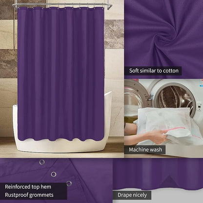 ALYVIA SPRING Waterproof Fabric Shower Curtain or Liner Royal Purple, 72x72 | 3 Magnets, Soft Cloth & Hotel Quality, Machine Washable, Light-Weight, Standard Size