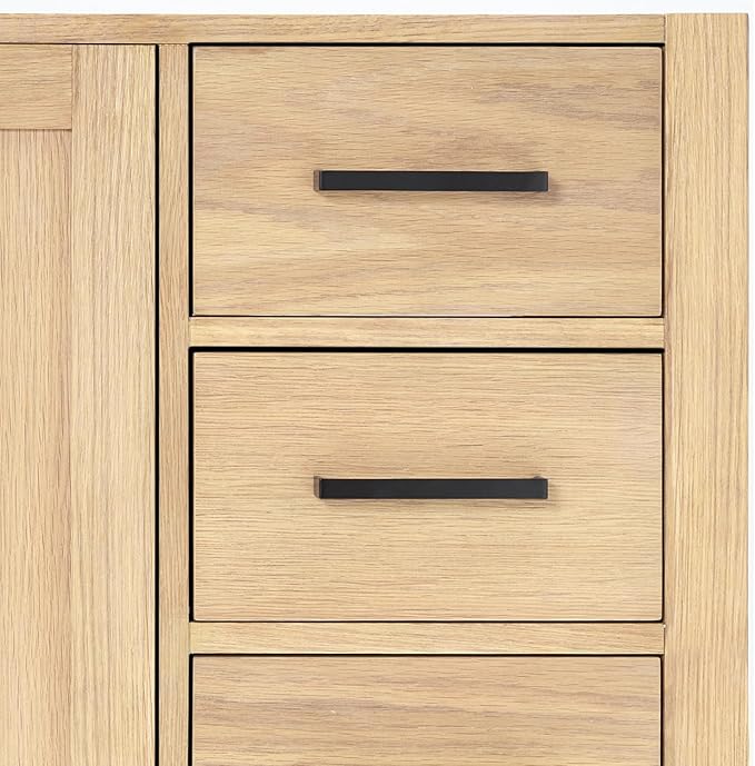 ARIEL Cambridge 60-inch Bathroom Vanity Base Cabinet,Solid Wood, 2 Soft Closing Doors, 9 Dovetail Drawers, White Oak
