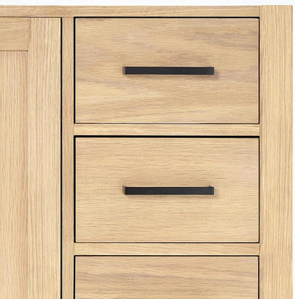 ARIEL Cambridge 54-inch Bathroom Vanity Base Cabinet,Solid Wood, 2 Soft Closing Doors, 9 Dovetail Drawers, White Oak