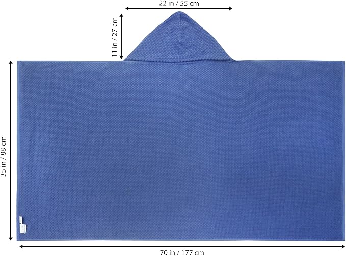 COTTON CRAFT Hooded Bath Towel for Adults – 100% Cotton Waffle Weave Towel | Oversized 35 x 70 inches Ringspun Terry Bath Sheet Wrap with a hood - Soft Super Absorbent Quick Dry – 450 GSM – Blue