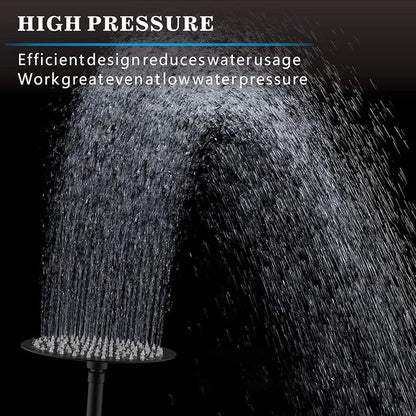 Voolan High Pressure Rain Shower Head - Rainfall Shower head Made of 304 Stainless Steel - Comfortable Shower Experience Even at Low Water Flow (6 Inch, Black)
