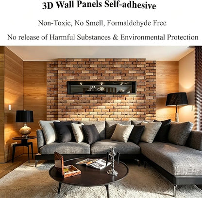 3D Wall Panels Peel and Stick, 10Pcs Brick Textured PVC Brick Panels | 11.81*11.81 Inch, Waterproof, Self-Adhesive Wall Tiles, for Accent Walls, Kitchen, Bathroom, Bedroom & Office Decor