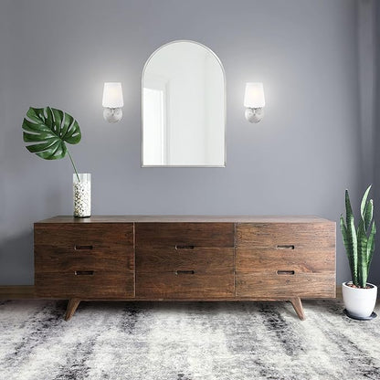 Design House 589283 Stasia Wall Light Sconce with Frosted Glass Tapered Shade for Bathroom Bedroom Entryway, Satin Nickel