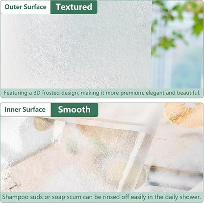 Seenus Waterproof EVA Frosted Shower Curtain Liner Short 66 Inch, Bpa-Free Shower Liner with 3 Extra-Large Magnets, 72'' x 66'' Plastic Bathroom Shower Curtain 3D Silk Translucent for Privacy