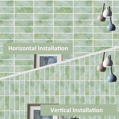 Green Peel and Stick Backsplach Tile, 12"x12" Back Splash Stick on Tiles for Kitchen, Bathroom, 10 Sheets