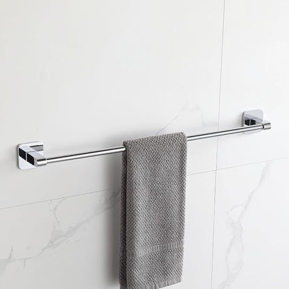 Bathroom Accessories Set, 4 Pieces Bathroom Hardware Set, 24 inch Towel Bar, Towel Racks, Robe Towel Hooks, Toilet Paper Holder Wall Mounted Or Self-Adhesive,Stainless Steel and Plastic (Chrome)