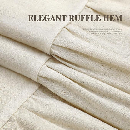 Farmhouse Shower Curtain Ruffle Linen Cream 72" W x 96" L | Linen Fabric, Farmhouse Boho, Bottom Ruffle, Rustic, Country, Natural Look, Washable, Shower Curtain for Bathroom Bathtub