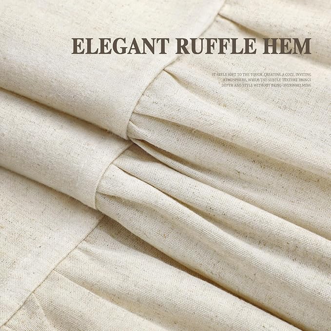 Farmhouse Shower Curtain Ruffle Linen Cream 72" W x 80" L | Linen Fabric, Farmhouse Boho, Bottom Ruffle, Rustic, Country, Natural Look, Washable, Shower Curtain for Bathroom Bathtub