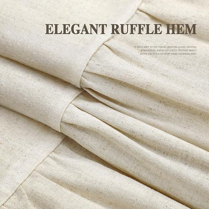 Farmhouse Shower Curtain Ruffle Linen Cream 72" W x 80" L | Linen Fabric, Farmhouse Boho, Bottom Ruffle, Rustic, Country, Natural Look, Washable, Shower Curtain for Bathroom Bathtub