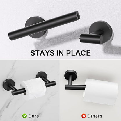 TURS Black 5 Piece Bathroom Towel Bar Set Bathroom Hardware Set, 23.6 inch Bathroom Accessories Kit Set, SUS304 Stainless Steel Wall Mounted