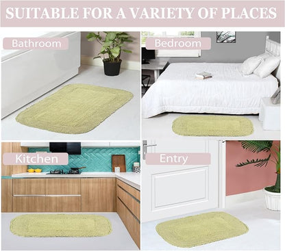Home Weavers Radiant Collection 100% Cotton Bathroom Rugs Set, Machine Washable Rug, Extra Soft and Absorbent Bath Rug, Kitchen Mat, Bath Mat Set, Bath Floor Mat Non Slip, 24"x40" Rectangle, Green