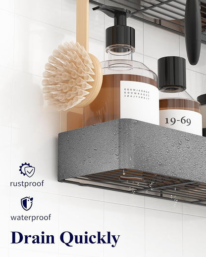 Kitsure Shower Caddy Adhesive, Shower Organizer, XX-Large, Dark Grey | 2 Pack Shower Shelf for Inside Shower, 100% Rustproof Metal Shelves, No-Drill Bathroom Organizers and Storage