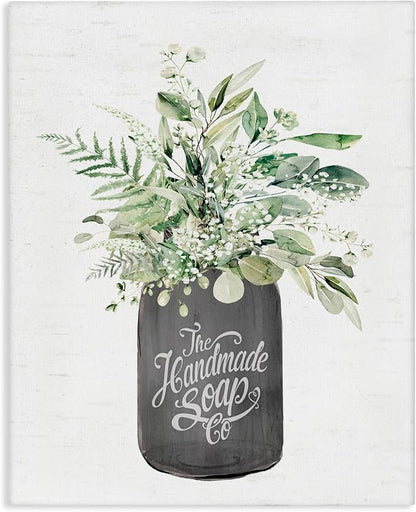 Handmade Soap Botanicals Floral, 16 x 20 Inch Canvas Wall Art | Stupell Industries · By Lettered and Lined · Ready to hang · Bathroom to bedroom accent · Made in USA