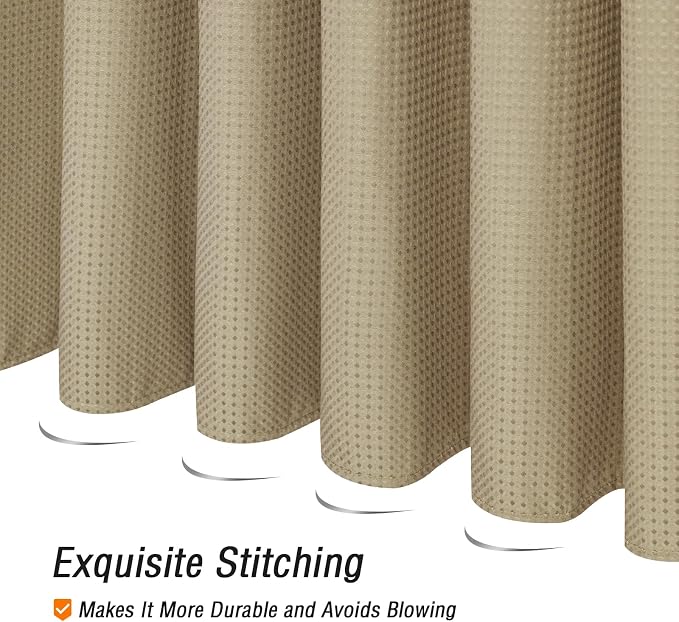 Extra Long 230GSM Beige Shower Curtain, 72 x 84 | 230GSM Tall Fabric Shower Curtain for Bathroom, Water Repellent, Machine Washable