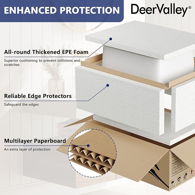 DeerValley Liberty 16x12 Inch Rectangular Vessel Sink, White Ceramic Basin with Gold Band, Above Counter Bathroom Sink, DV-1V0366