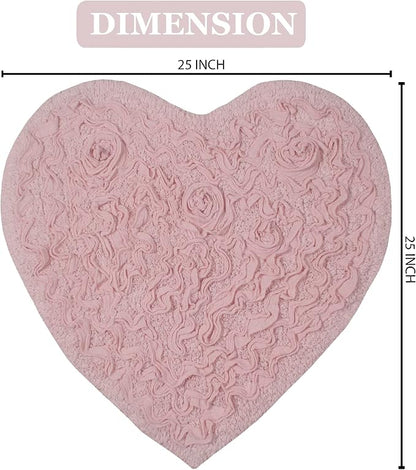 Home Weavers Bell Flower Collection 100% Cotton Tufted Bath Rugs, Extra Soft and Absorbent Bath Rugs, Non-Slip Bath Mats, Machine Washable, Bath Mats for Bathroom Floor and Tub, 25"x25" Heart, Pink