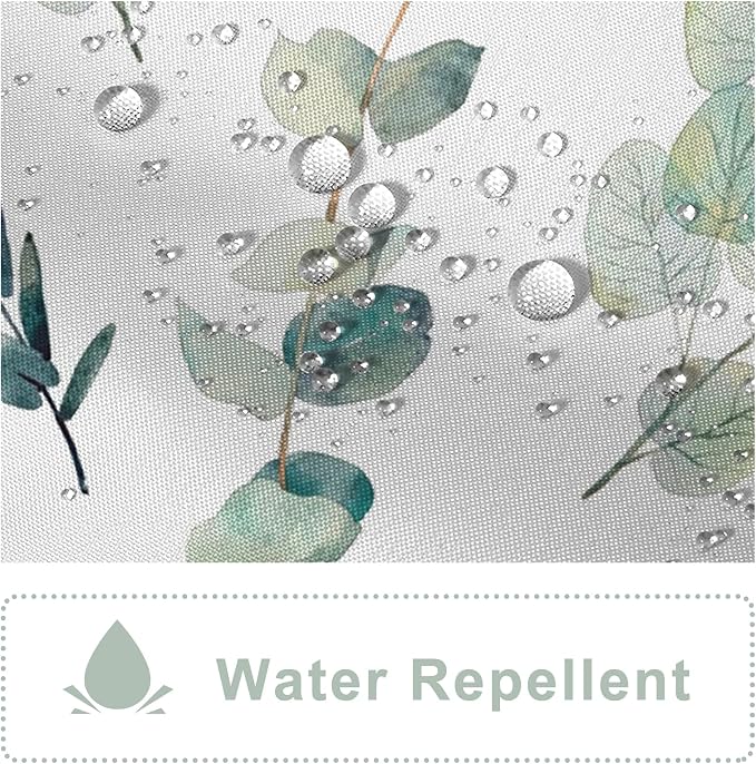 AWERT Shower Curtain Green Plants for Bathroom Waterproof Quick-Drying Eucalyptus Leaves Shower Curtain Set with Hooks 48x72 Inch