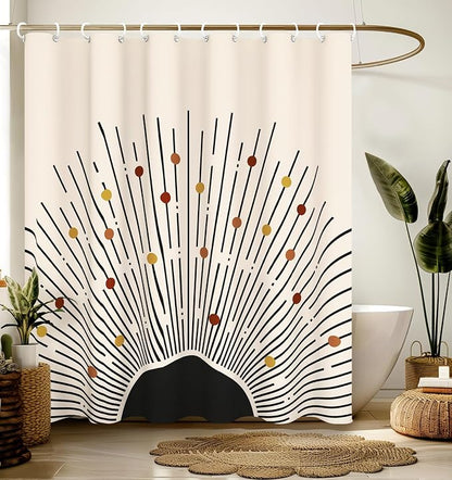 Shower Curtain for Bathroom Stall Boho Modern Cute Aesthetic Decorative Girly Waterproof Unique Art Sun Elegant Girls Chic Print Design Teen Pretty Women Cortinas de Baño Bathtub 72 x72 Inch