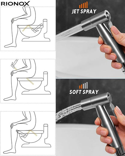 Handheld Bidet Sprayer Kit - Adjustable Water Pressure Jet for Toilet, Bidet for Toilet, Easy Installation, Quality Stainless Steel, Durable Internals, Leakproof Design (Brushed Nickel)