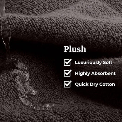 Lavish Home Bathroom Towels Set, Bathroom Accessories, Charcoal, Set of 6 | Includes 2 Bath Sheets, 2 Hand Towels, and 2 Wash Cloths, Soft 525 GSM 100% Cotton Set for Shower, Gym, Dorm, and Spa