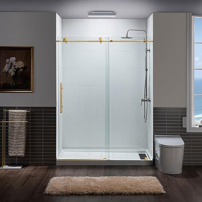 Woodbridge Frameless Shower Doors 44-48" Width x 76" Height with 3/8"(10mm) Clear Tempered Glass in Brushed Gold Finish,MSDC4876-BG