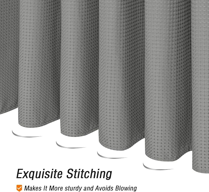 Small Stall Grey Fabric Shower Curtain, 36 x 72 | Narrow Half Cloth-Textured Shower Curtain for Bathroom, Water Repellent, Machine Washable