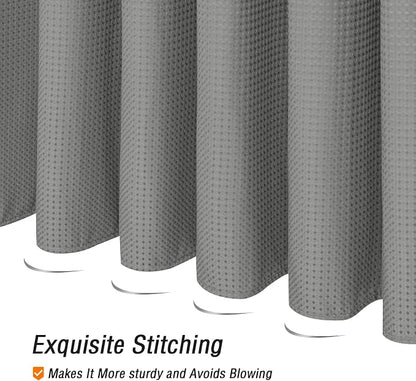 Small Stall Grey Fabric Shower Curtain, 36 x 72 | Narrow Half Cloth-Textured Shower Curtain for Bathroom, Water Repellent, Machine Washable