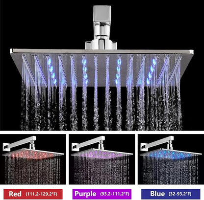 Aolemi Shower Faucet Set with Valve Handheld 16" LED Head Polish Chrome | Handheld Spray,16 Inch Rain LED Head,Valve and Trim Kit,All Metal,Wall Mount Shower System,Bathroom Mixer