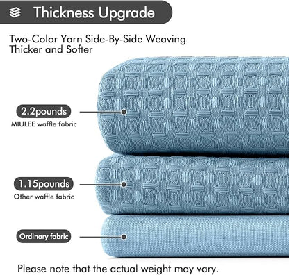 MIULEE Stall Waffle Weave Fabric Stand Up Shower Bath Curtain with 6 Metal Hooks Small Heavy Duty Washable Waterproof Narrow Thick Cloth Shower Curtains Set for Bathroom Hotel,W36*L72,Moonlight Blue