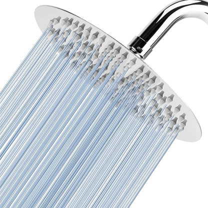 Voolan High Pressure Rain Shower Head - Rainfall Shower head Made of All Metal Stainless Steel - Comfortable Shower Experience Even at Low Water Flow (8 Inch, Chrome)