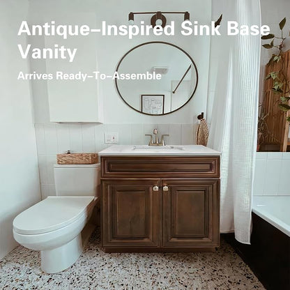 Bathroom Vanity Sink Base Ready-to-Assemble Bathroom Cabinet 24"/30'/36" Width (Vanity Base in Maple Walnut, 24 inch)