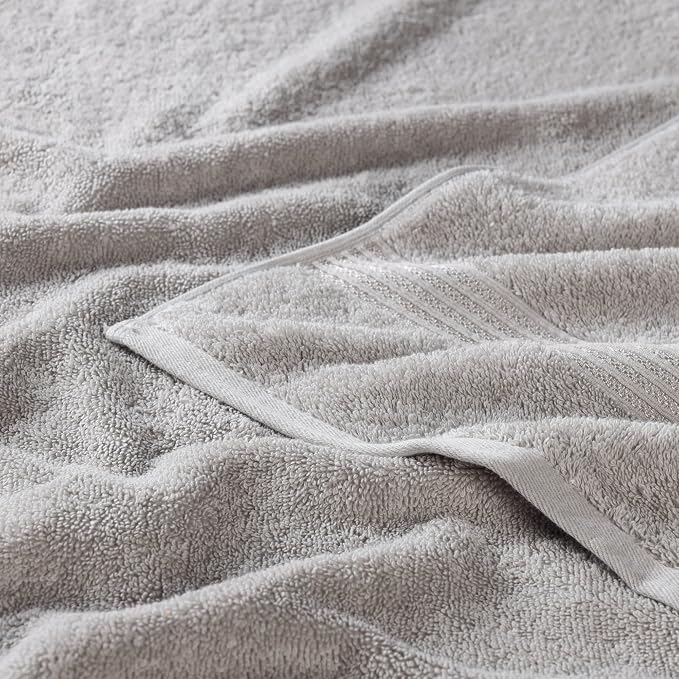 SUPERIOR Egyptian Cotton Bath Towel Set, Home Bathroom Towels, Master, Guest Bath, Decor Essentials, Quick Dry, Absorbent, Large Body Towels, Spa, Hotel, Resort, Adult, Kids, Set of 2, Silver