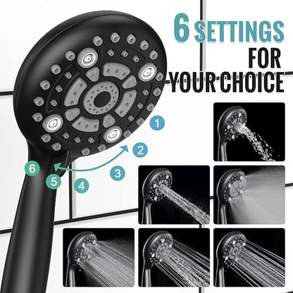 SR SUN RISE Shower Faucet - 16 Inch Multifunctional High Pressure Shower Head System with Handheld Shower Head Fixtures - Valve Included - Matte Black