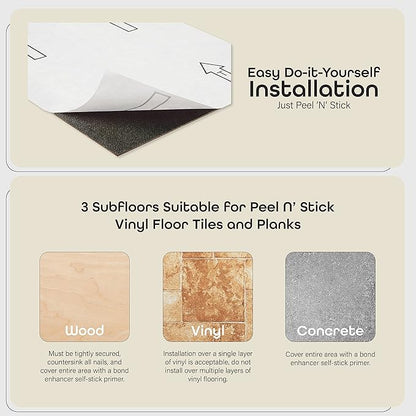 Vinyl Peel and Stick Floor Tile, Self-Adhesive Wood Plank, 60-Pack (90 Square Feet) - 6 Inch Width, 36 Inch Length, 1.2mm - White Oak - Easy DIY Nexus Planks for Any Room by Achim Home Decor