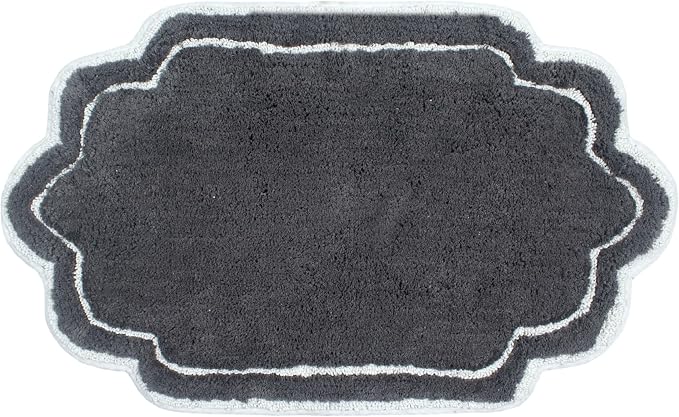 Home Weavers Allure Collection 100% Cotton Tufted Bathroom Rug, Soft and Absorbent Bath Rugs, Non-Slip Bath Carpet, Machine Wash Dry Bath Mats for Bathroom Floor, 21"x34" Bath Rug, Dark Gray