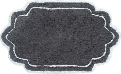 Home Weavers Allure Collection 100% Cotton Tufted Bathroom Rug, Soft and Absorbent Bath Rugs, Non-Slip Bath Carpet, Machine Wash Dry Bath Mats for Bathroom Floor, 21"x34" Bath Rug, Dark Gray